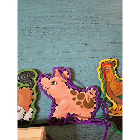 Melissa & Doug Lace and Trace Farm Animals Educational Toy Wooden Toddler - Picture 6 of 13